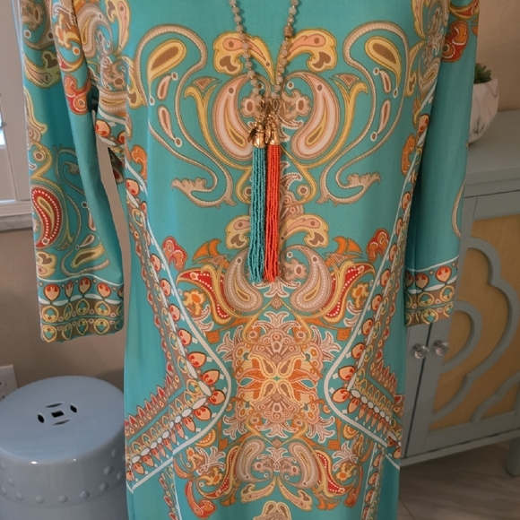 Haani Turquoise and Orange Midi Dress - Picture 5 of 5